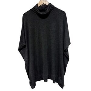 Lou Grey Poncho Womens XS S Gray Turtleneck Super Stretchy Open Sides Sweater